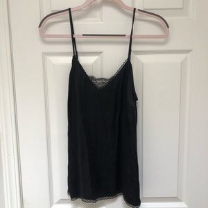 Anthropologie Eloise Womens Silk Lace Cami Tank, Black, Medium